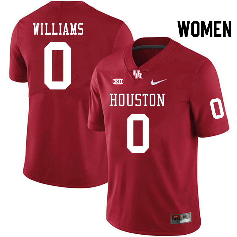 Women #0 Sedrick Williams Houston Cougars Big 12 XII College Football Jerseys Stitched-Red - Click Image to Close